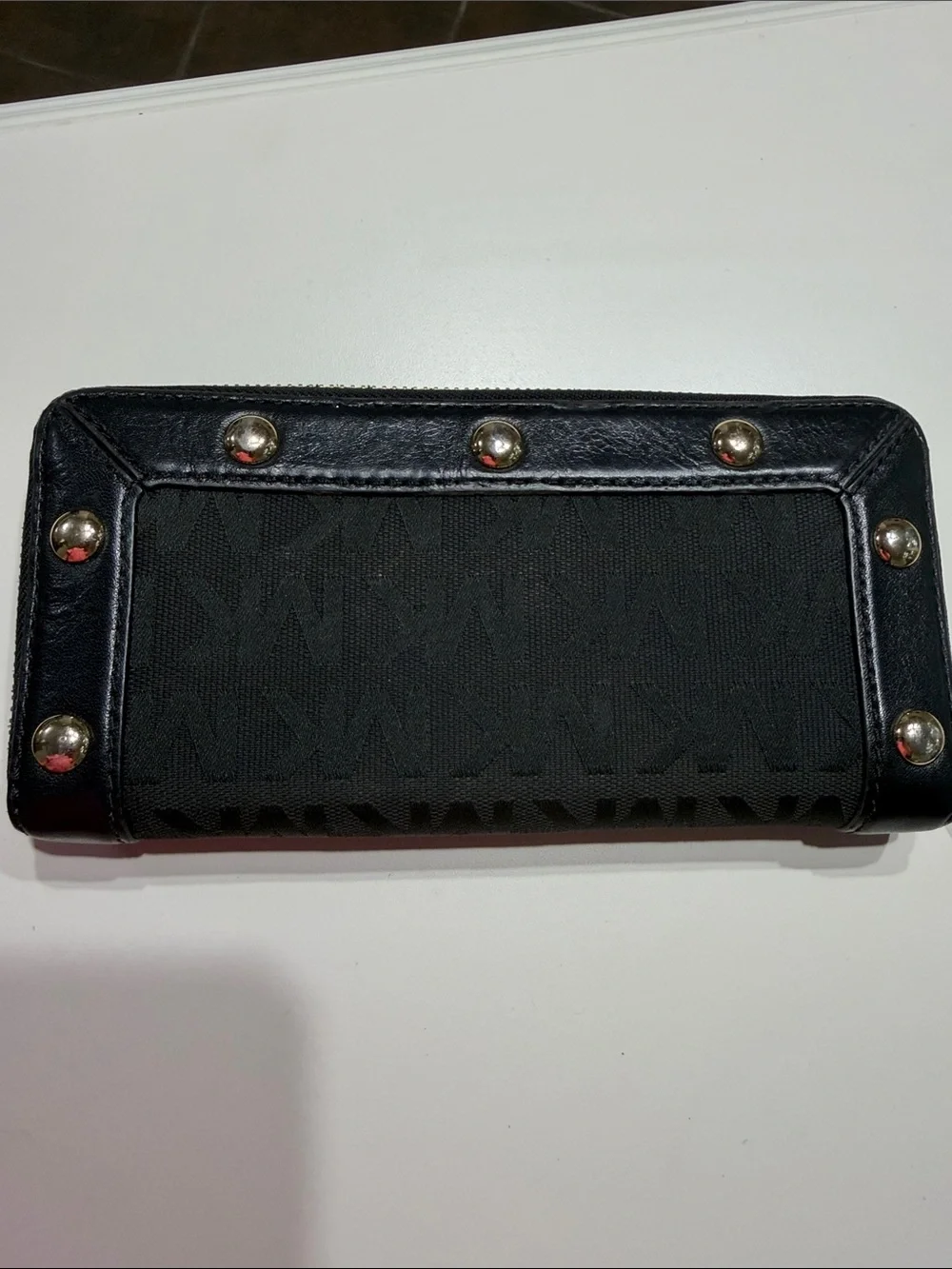 Michael Kors Black Studded Zip-Around Wallet